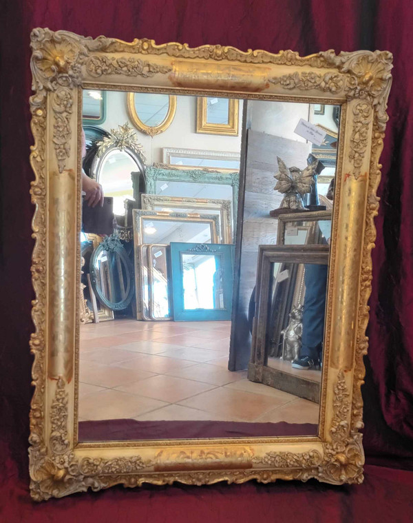 81 X 103 Cm Antique Rectangle Restoration Mirror, Gold Leaf, Mercury Glass
