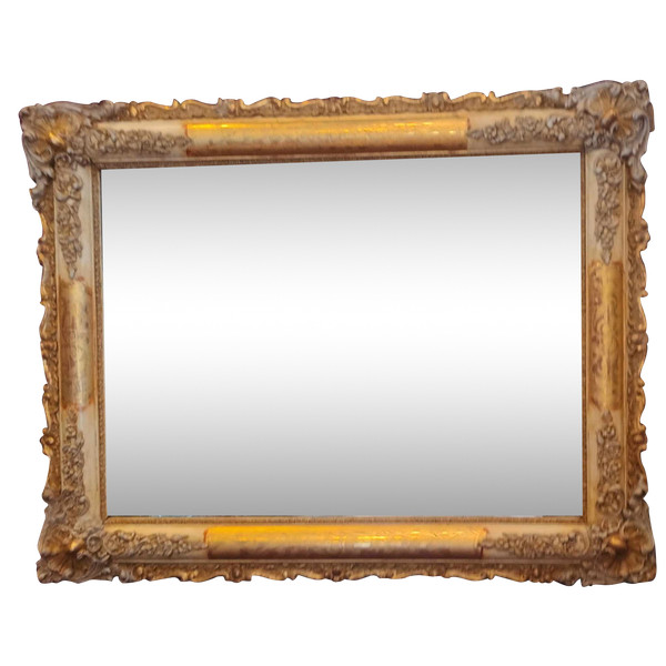 81 X 103 Cm Antique Rectangle Restoration Mirror, Gold Leaf, Mercury Glass