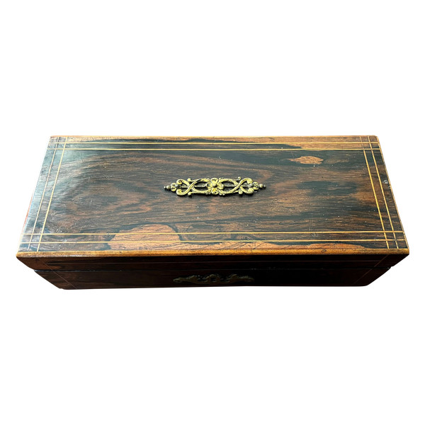 Rosewood box, or glove box from the 19th century.