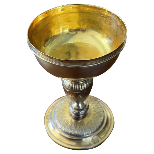 Chalice in vermeil, solid gilded silver, late 18th century