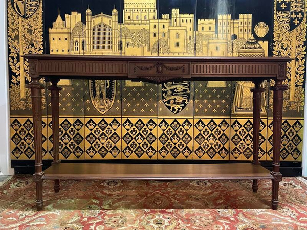 Huge Louis XVI style walnut console table