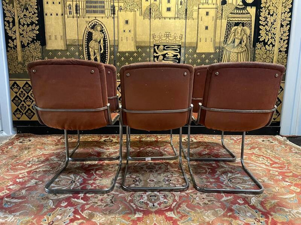 Set of 6 chrome chairs 1970