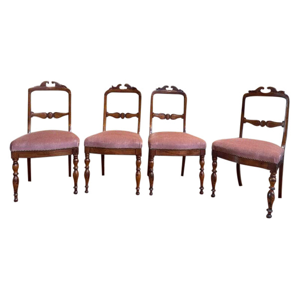 Set of 4 Napoleon III chairs with Jacob mahogany legs