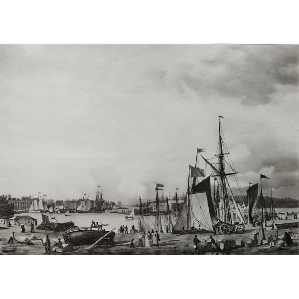Vue De Dieppe Port Marine Normandie Gravure 19ème