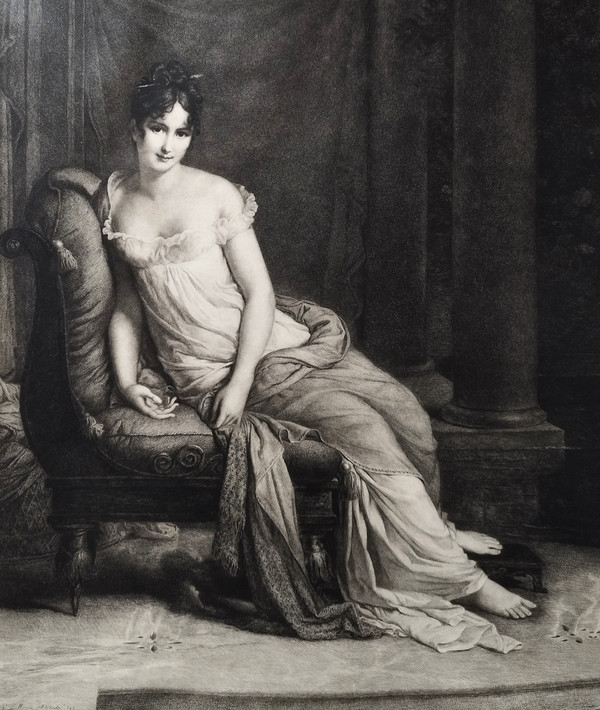 Juliette Récamier Gravure Eau-forte Par Auguste Laguillermie d'Après David