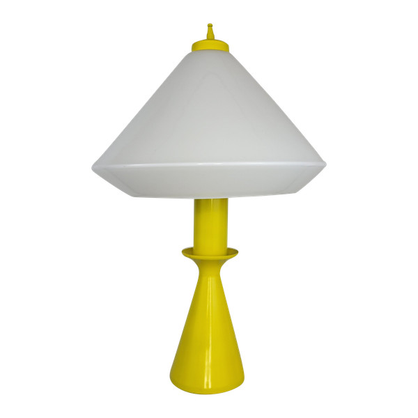 Lampe en métal laqué jaune Design Années 80