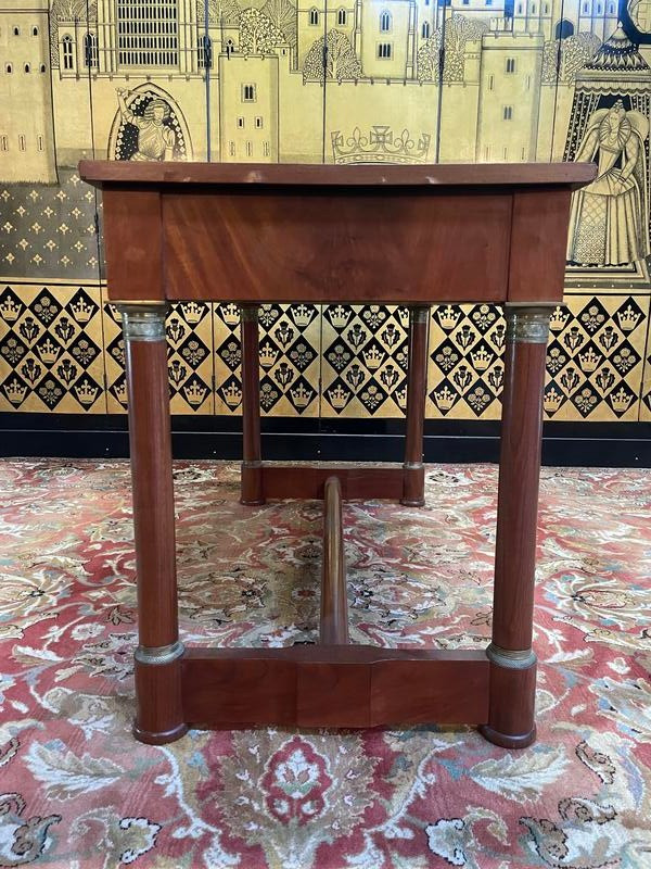 Bureau plat de style Empire cuir vert 
