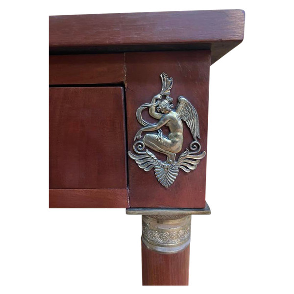 Bureau plat de style Empire cuir vert 