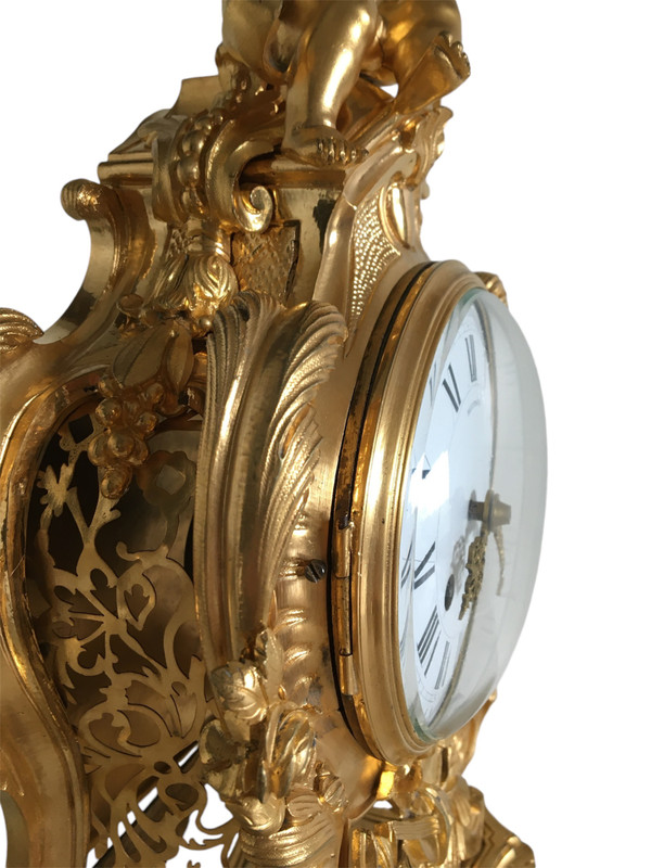 Orologio in bronzo dorato, XIX periodo di transizione Luigi XV/XVI