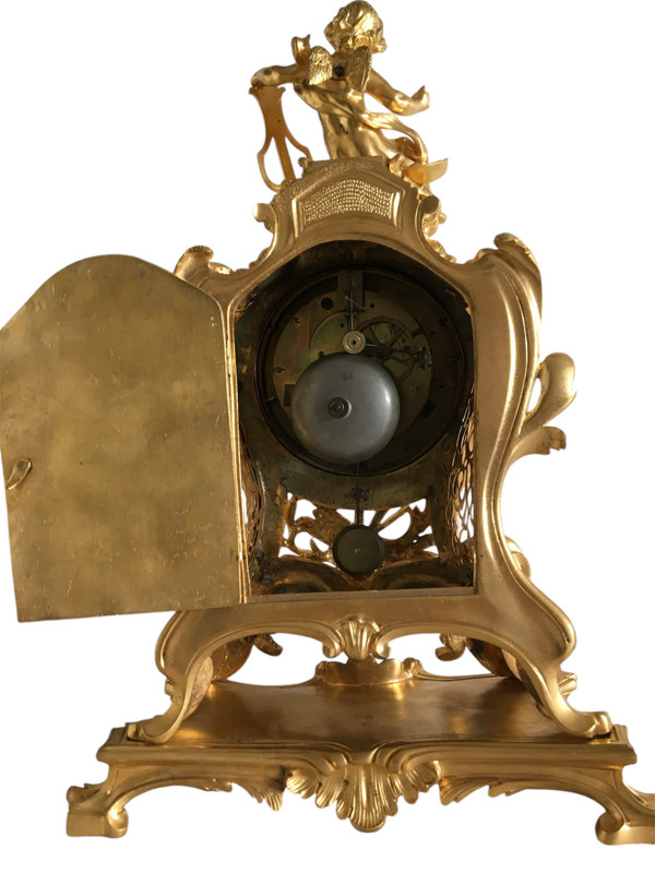 Orologio in bronzo dorato, XIX periodo di transizione Luigi XV/XVI
