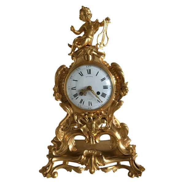 Orologio in bronzo dorato, XIX periodo di transizione Luigi XV/XVI