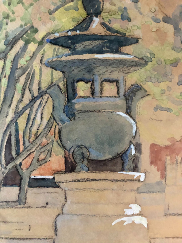 Gouache de Mary Augusta Mullikin  1874 1964 Pékin la cité interdite 