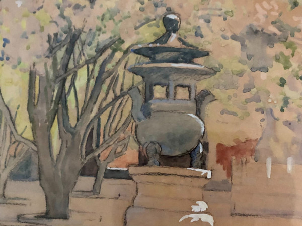 Gouache de Mary Augusta Mullikin  1874 1964 Pékin la cité interdite 