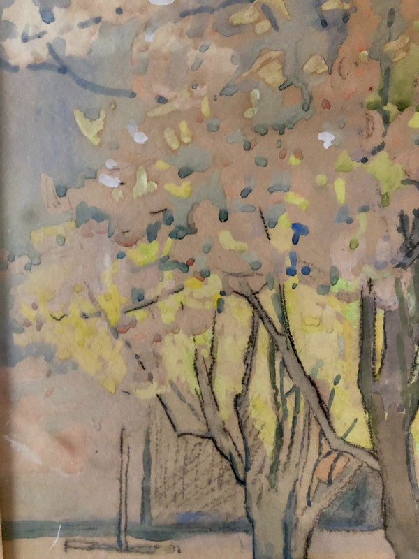 Gouache de Mary Augusta Mullikin  1874 1964 Pékin la cité interdite 