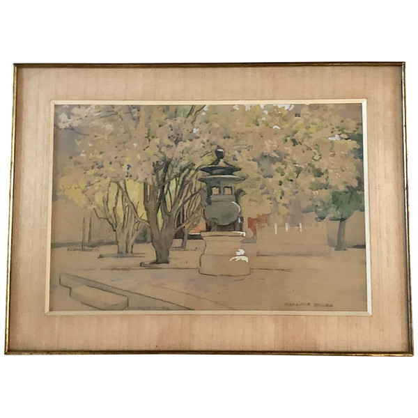 Gouache de Mary Augusta Mullikin  1874 1964 Pékin la cité interdite 