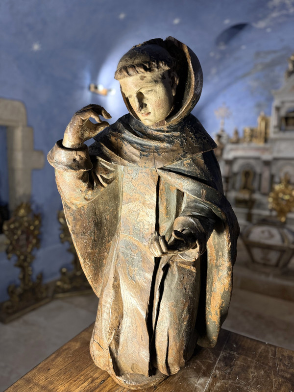  Imponente Statua Lignea Di San Francesco - XVII Secolo