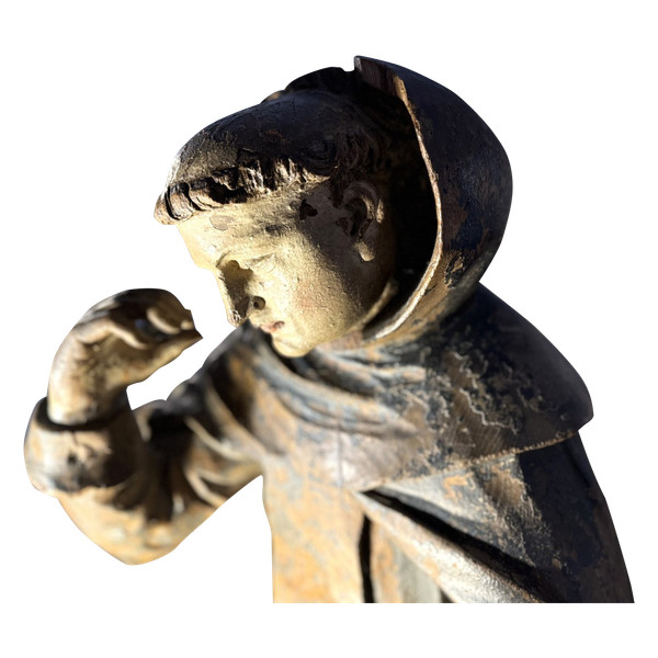  Imponente Statua Lignea Di San Francesco - XVII Secolo
