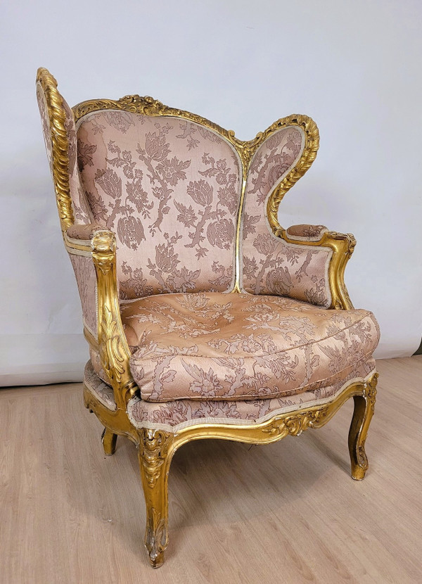 Pastorella in legno dorato in stile Luigi XV, XIX secolo