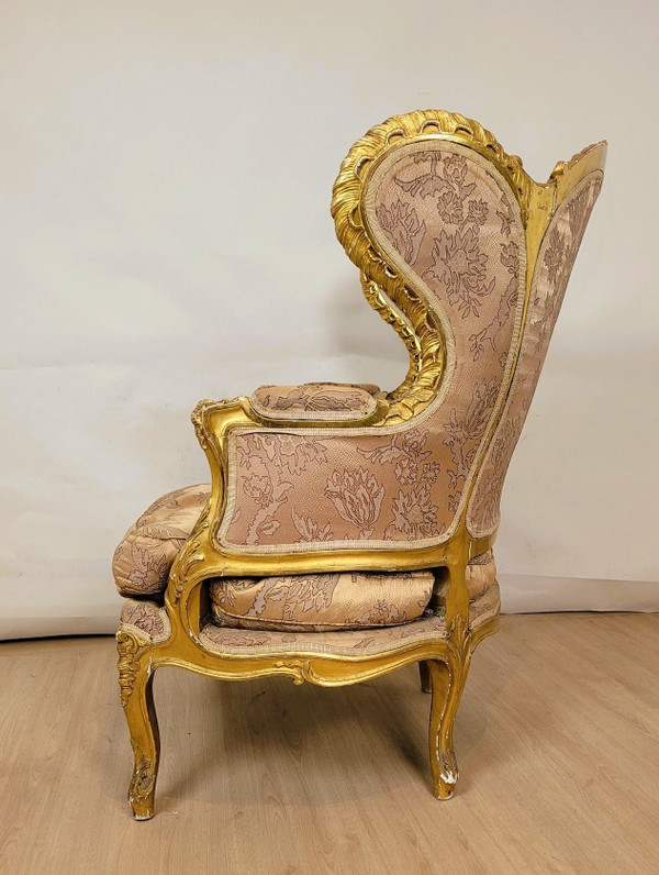 Pastorella in legno dorato in stile Luigi XV, XIX secolo