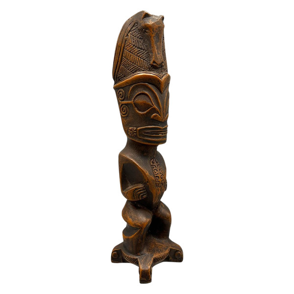 CURIOS STATUETTE de TIKI - Style Māori, Nouvelle-Zélande, Polynésie 