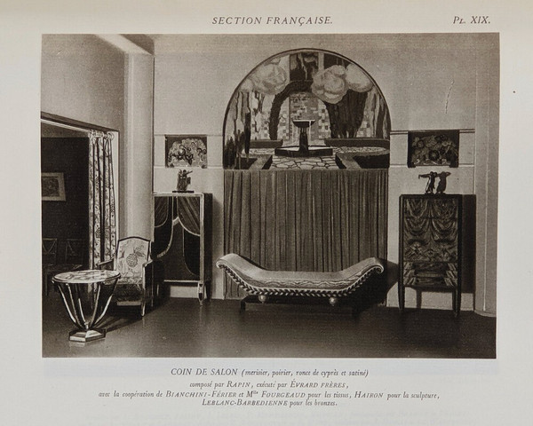 Henri Rapin and Charles Hairon, Art Deco living room in cherry wood