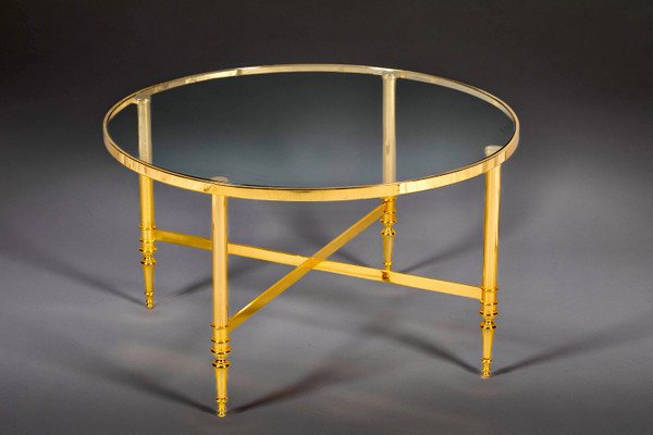 Pair of gilded brass coffee tables