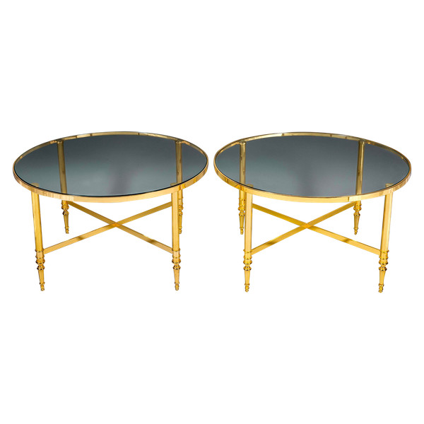 Pair of gilded brass coffee tables