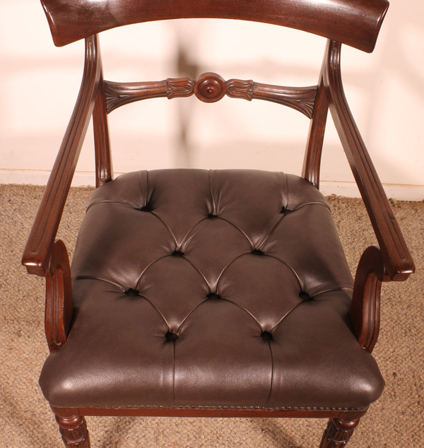 Poltrona da ufficio in mogano, periodo Regency, 1810 circa