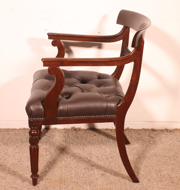 Poltrona da ufficio in mogano, periodo Regency, 1810 circa