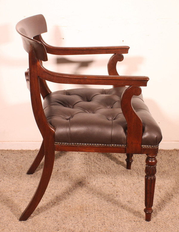 Poltrona da ufficio in mogano, periodo Regency, 1810 circa