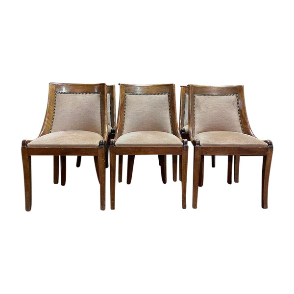 Set of 6 Empire gondola chairs in mahogany