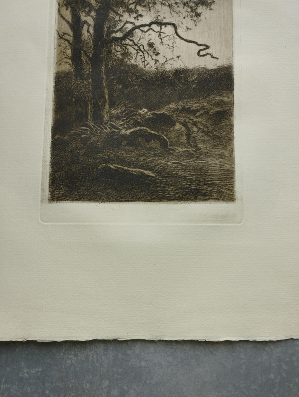 Etching by Eugène Viala - etcher from Aveyron