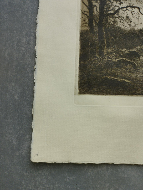 Etching by Eugène Viala - etcher from Aveyron