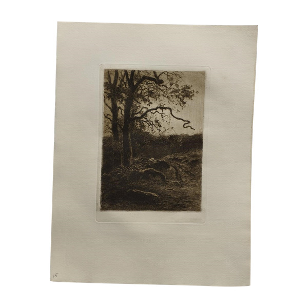 Etching by Eugène Viala - etcher from Aveyron