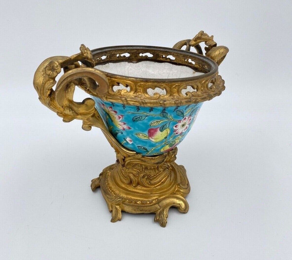 Coupe en émail Chine XIXe montée bronze doré Louis XV