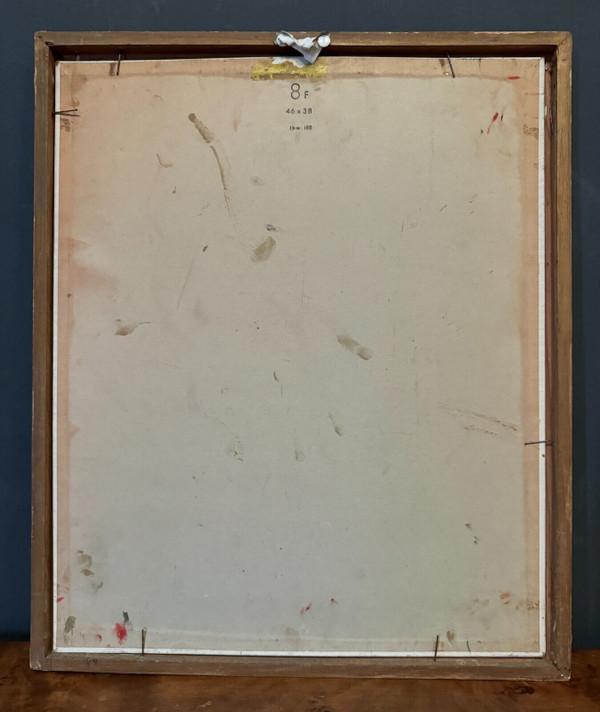 Oil on cardboard by J. Gauthier 1962 modern geometric composition