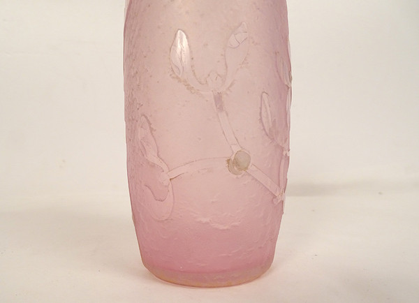 Small Frosted Glass Vase with Gold Gui Decor Daum Nancy Art Nouveau Late 19th Century