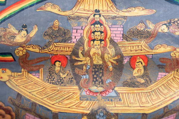 Antique Hand Painted Tanka Tapestry India