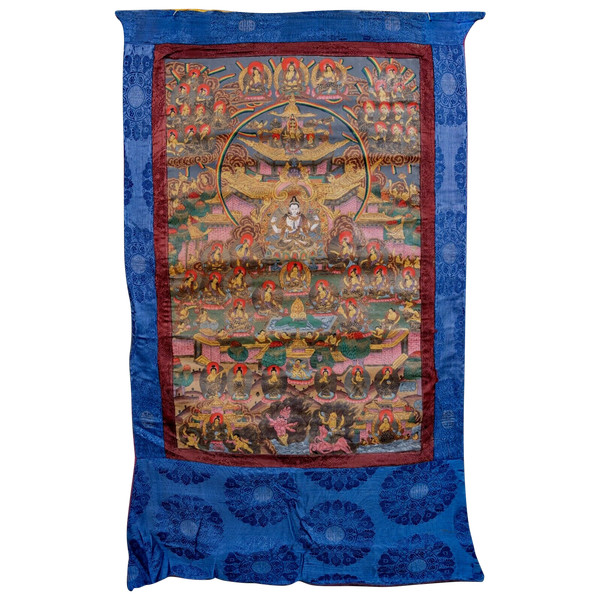 Antique Hand Painted Tanka Tapestry India