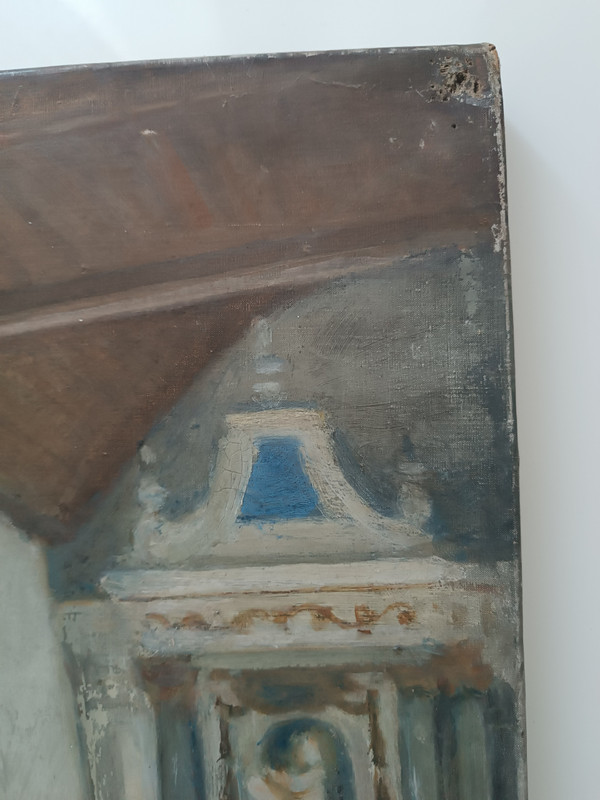 Charles BALAY (1861-1943) Ölgemälde auf Leinwand Innenkapelle der Kirche