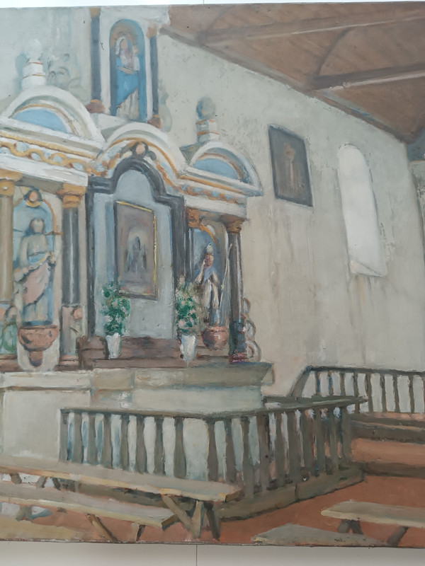 Charles BALAY (1861-1943) Ölgemälde auf Leinwand Innenkapelle der Kirche