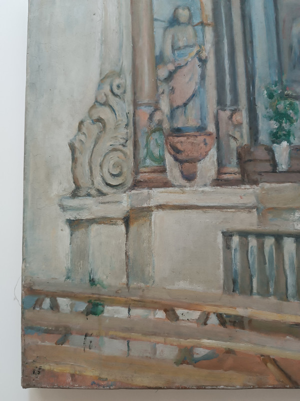 Charles BALAY (1861-1943) Ölgemälde auf Leinwand Innenkapelle der Kirche