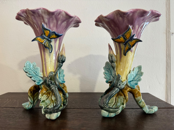 Art Nouveau Barbotine Vases