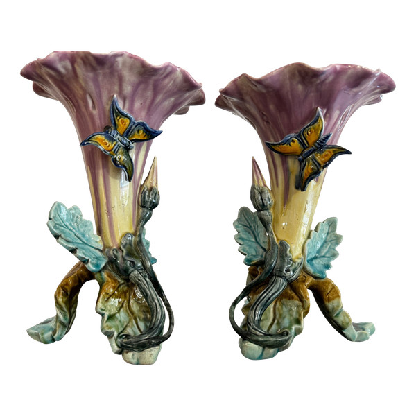 Art Nouveau Barbotine Vases