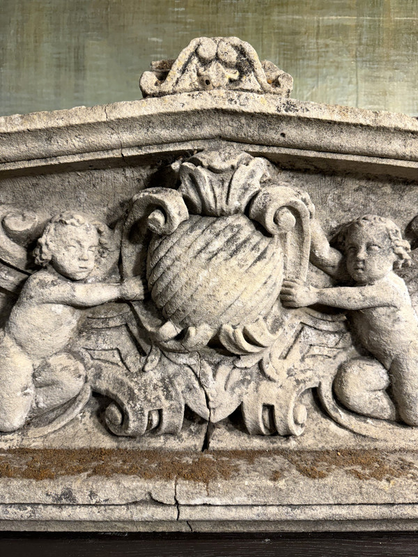 Frontone In Pietra Calcarea Intagliata - Inizio XIX Secolo