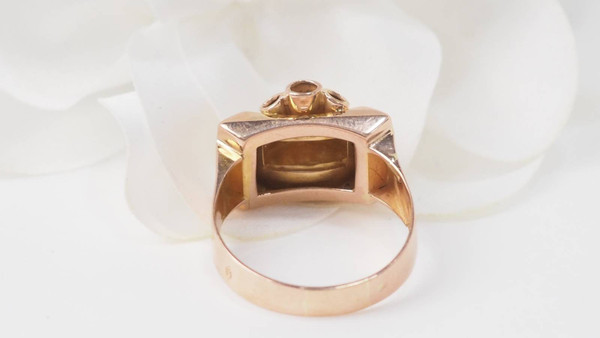 Bague Tank en or rose et diamants 