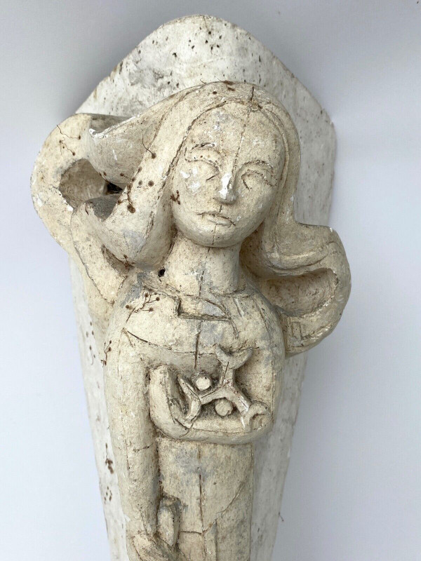 Lampada da parete in gesso Sirena 1940 studio d'artista bassorilievo con falce
