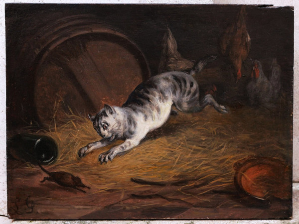 Attributed to Jean-Baptiste Louis GUY, The Cat and the Mouse