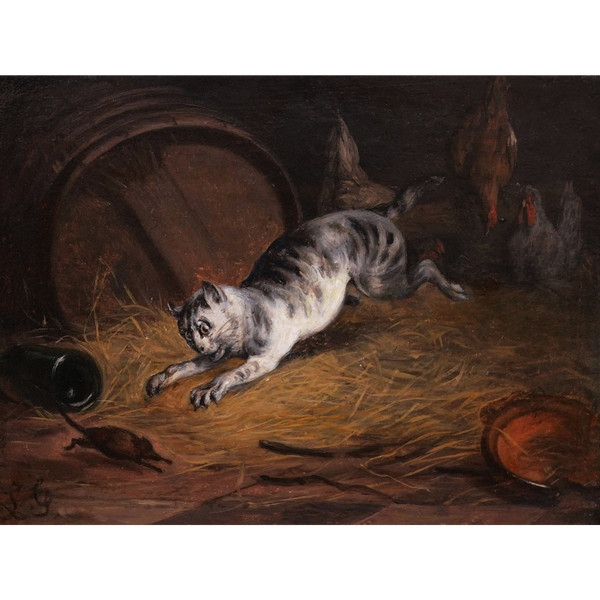 Attributed to Jean-Baptiste Louis GUY, The Cat and the Mouse