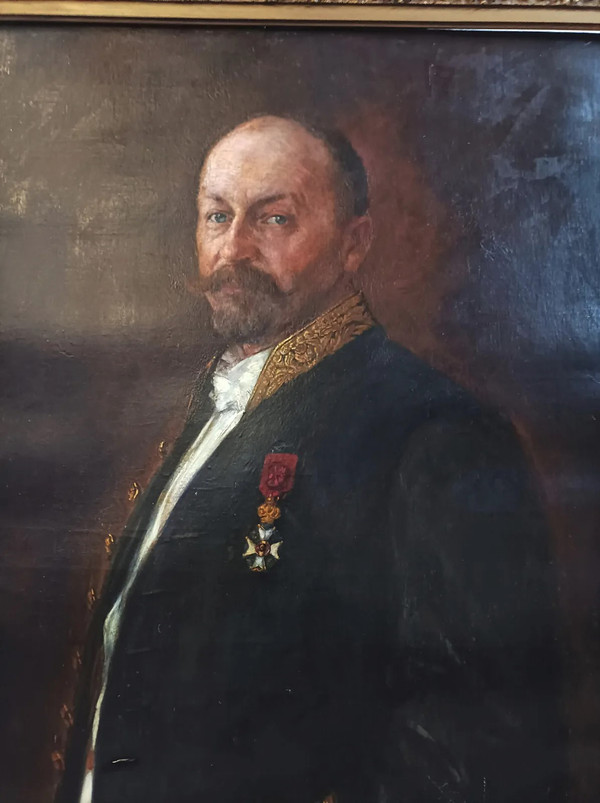 Max Schultze Strahler (1845-1926) Dipinto Olio su tela Ritratto di uomo 1906